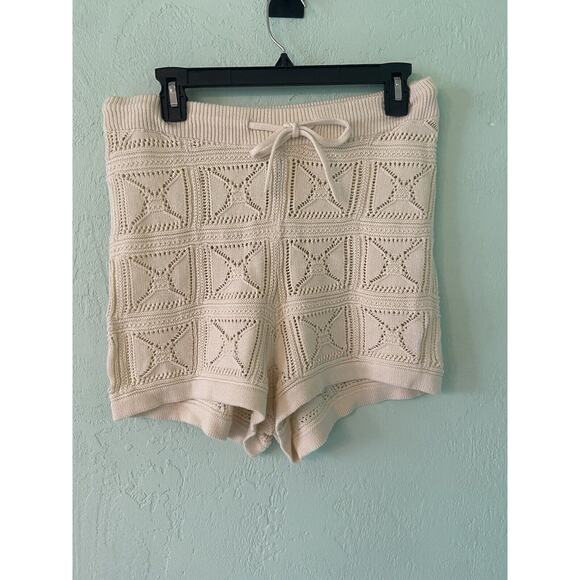 The Drop Beach Knit Shorts Size Medium Beige Cream Ribbed Waist Band - Picture 1 of 3
